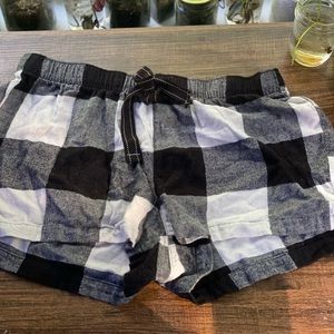 Black and white pajama shorts.